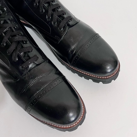 Stacy Adams Madison Cap Toe Black Leather Lace Boots Size 13 - Picture 6 of 15